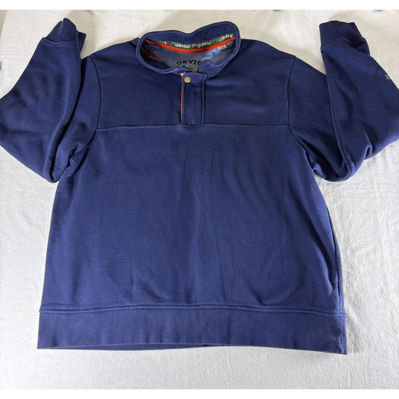Orvis Mens Navy Quarter Zip Fleece Pullover Xxl Fishing Outdoor Casual